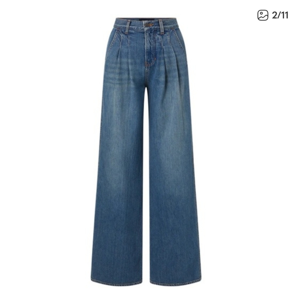 NEW VERONICA BEARD Mia Pleated High Waist Wide Leg Jeans